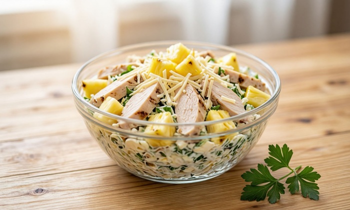 Featured image of post Салат с курицей и ананасом: классический рецепт с фото